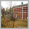 Children playground with the strange metall constructions